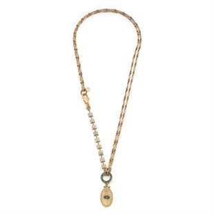 Vintage Eye Zirkon Göz Madalyon Charm Altın Kaplama Zincir Kolye