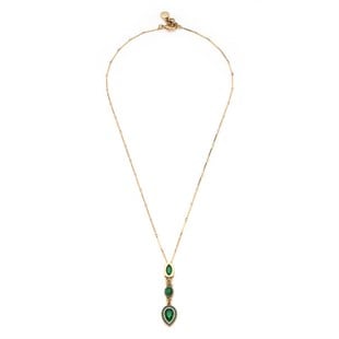 Upside Down Zirkon Taş Damla Charm Altın Kaplama Zincir Kolye