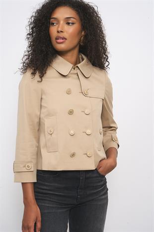 Bej Kısa Trençkot