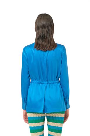 Belden Bağlamalı Saten Gömlek