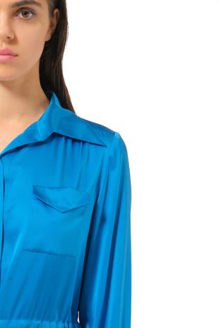 Belden Bağlamalı Saten Gömlek