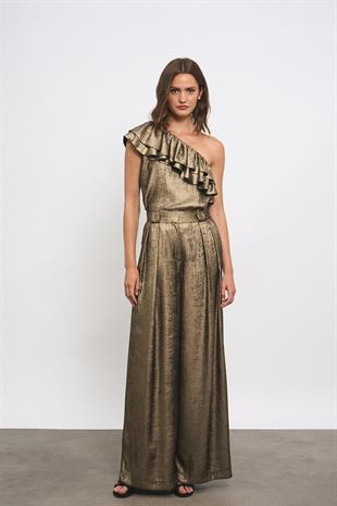 Bronz Parlak Palazzo Pantolon