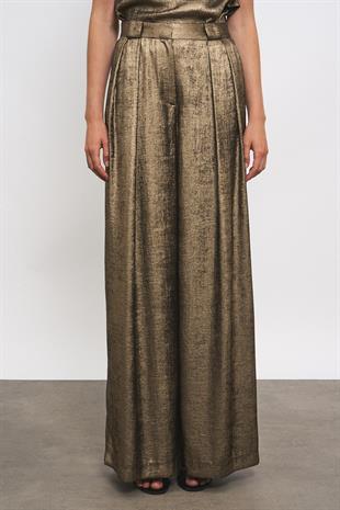 Bronz Parlak Palazzo Pantolon
