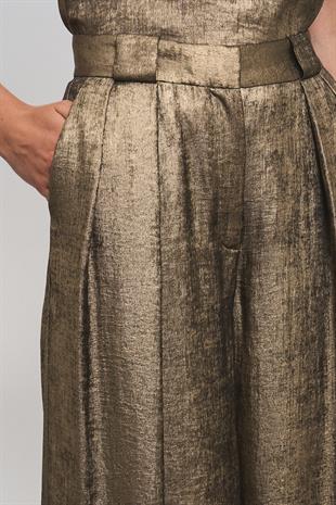 Bronz Parlak Palazzo Pantolon