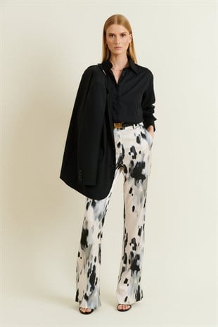 Desenli Flare Paça Pantolon