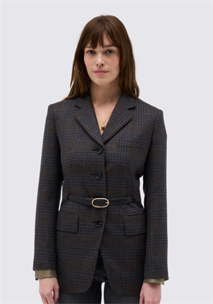 Ekose Desenli Yün Ceket