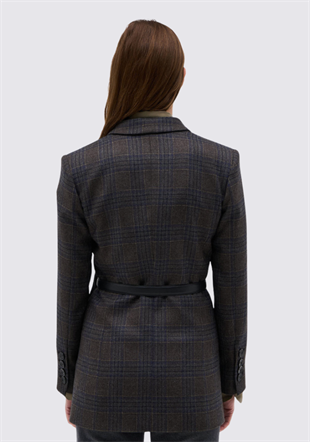 Ekose Desenli Yün Ceket