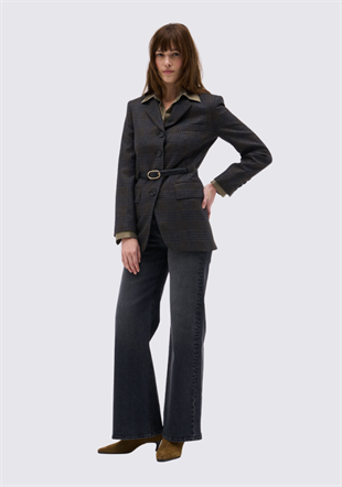 Ekose Desenli Yün Ceket