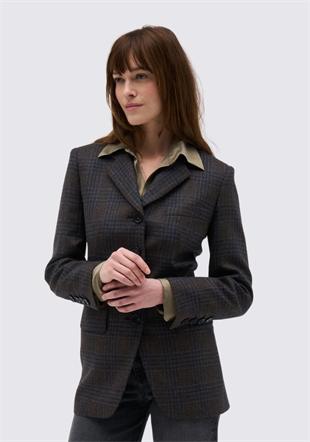 Ekose Desenli Yün Ceket