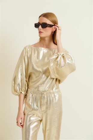 Gold Yarım Kol Bluz
