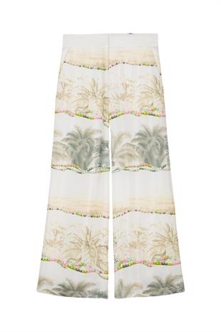 Micha Yaprak Desenli Geniş Paça Pantolon