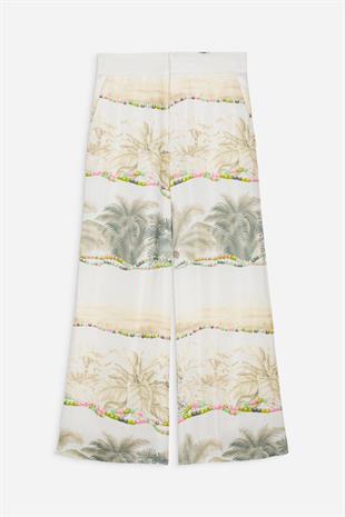 Micha Yaprak Desenli Geniş Paça Pantolon