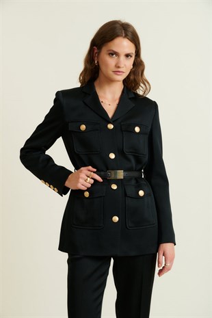 Siyah Dar Kesim Ceket