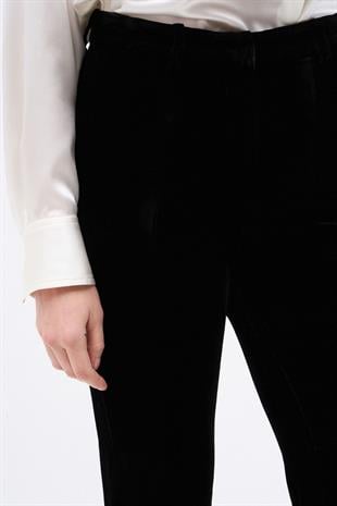 Siyah Geniş Paça Kadife Pantolon
