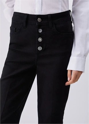 Düğmeli Jean Pantolon