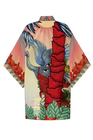 Desenli Kısa Kimono