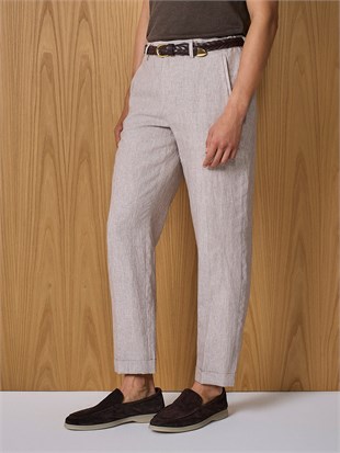 Bej Keten Pantolon