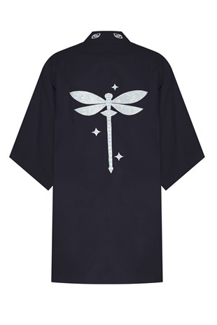 Lacivert Kısa Kimono