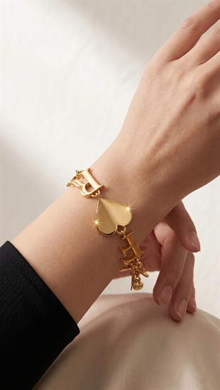 Forever Kalp Charm Altın Kaplama Bilezik