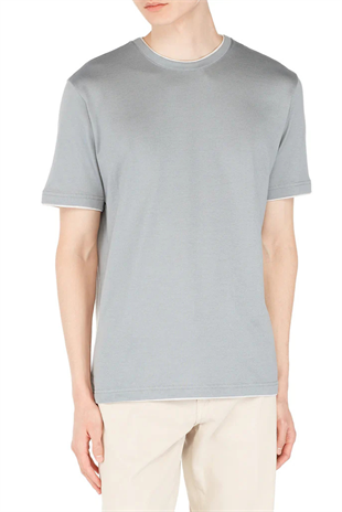 Açık Mavi Pamuk Erkek T-shirt