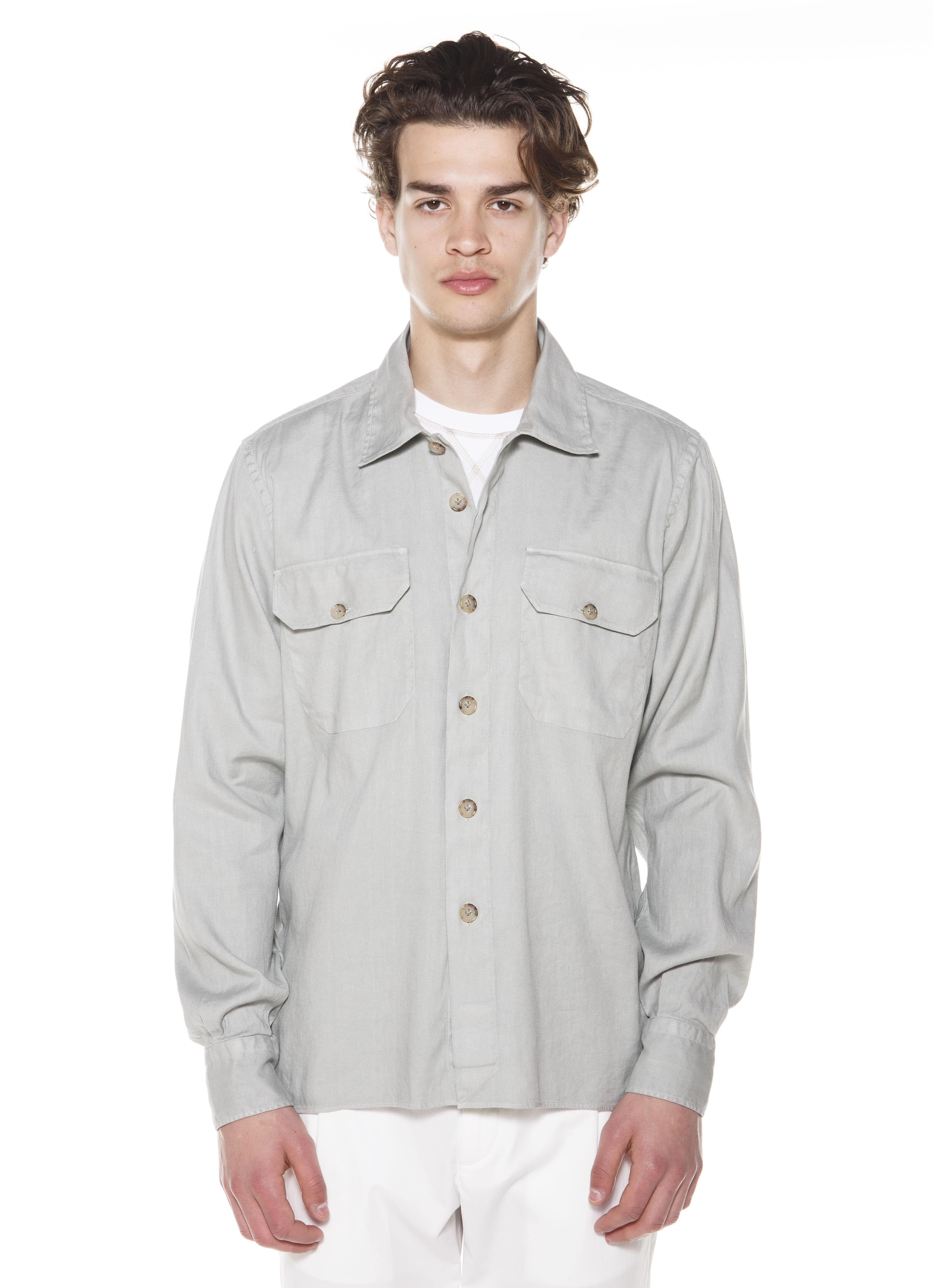 Açık Yeşil Keten Karışımlı Gömlek