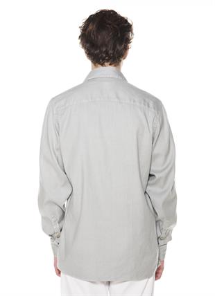 Açık Yeşil Keten Karışımlı Gömlek