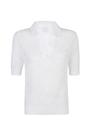 Baklava Desen Triko Polo Yaka T-shirt