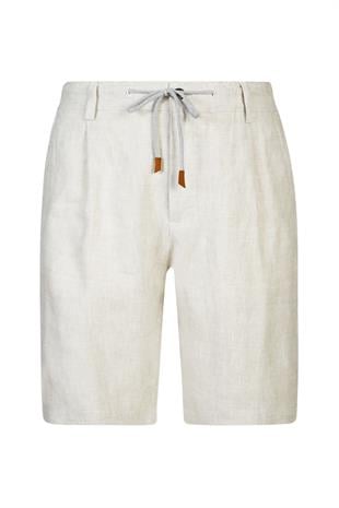 Bej Keten Bermuda Şort