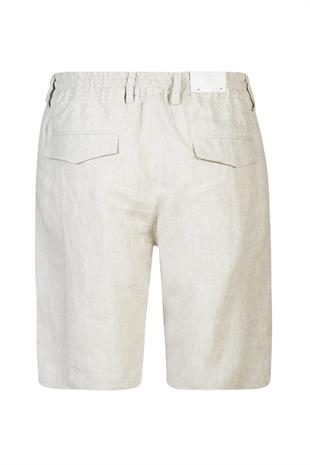 Bej Keten Bermuda Şort