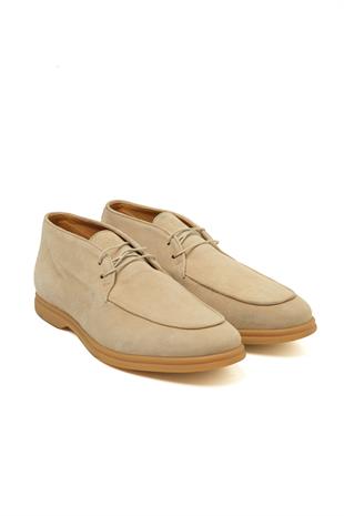 Bej Süet Bağcıklı Erkek Ayakkabı