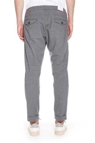 Belden Bağlamalı Gri Melanj Pantolon