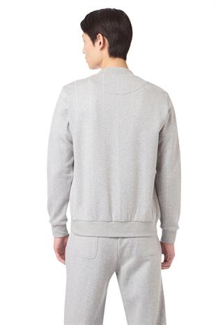 Gri Pamuk Karışımlı Bomber Hırka