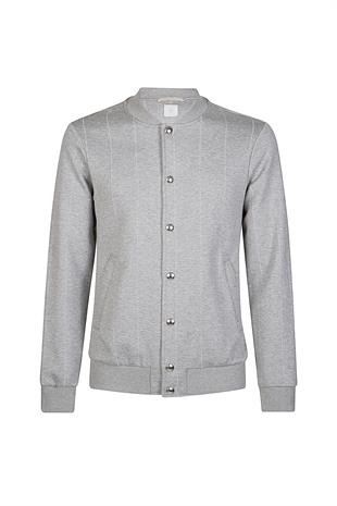 Gri Pamuk Karışımlı Bomber Hırka