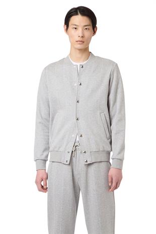 Gri Pamuk Karışımlı Bomber Hırka