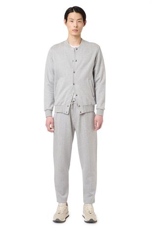 Gri Pamuk Karışımlı Bomber Hırka