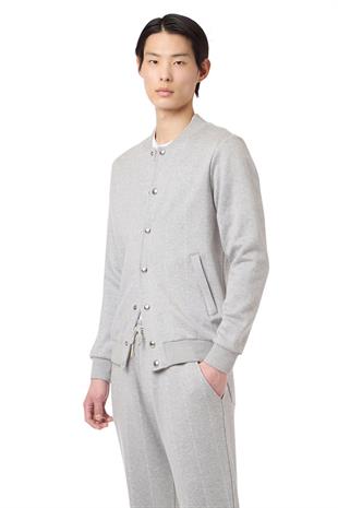 Gri Pamuk Karışımlı Bomber Hırka