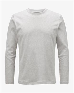 Gri Pamuk Uzun Kollu T-shirt