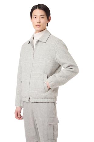 Gri Yün Karışımlı Bomber Ceket