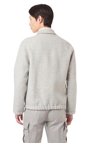 Gri Yün Karışımlı Bomber Ceket