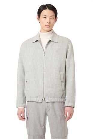 Gri Yün Karışımlı Bomber Ceket