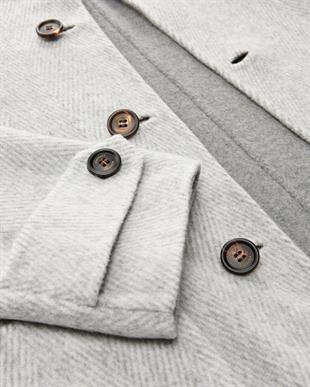 Gri Yün Karışımlı Erkek Kaban