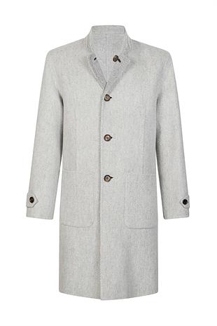 Gri Yün Karışımlı Erkek Kaban