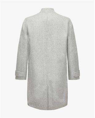 Gri Yün Karışımlı Erkek Kaban