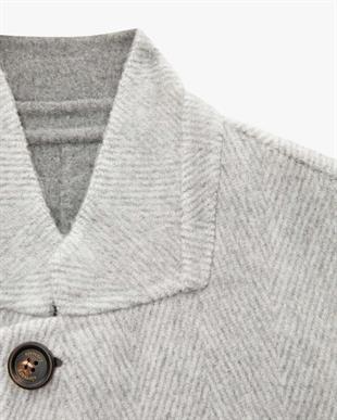 Gri Yün Karışımlı Erkek Kaban