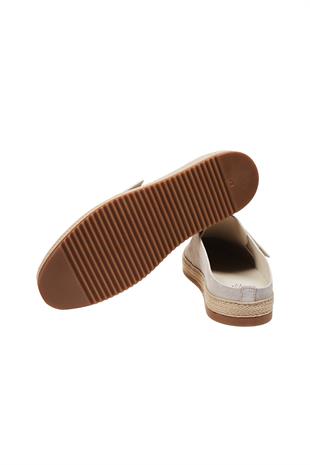 Hasır Tabanlı Bej Süet Terlik