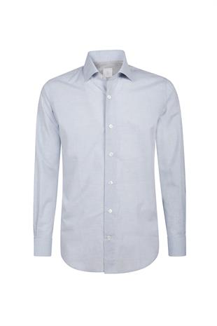 Keten Karışımlı Mavi Gömlek