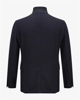 Lacivert Cepli Yün Ceket