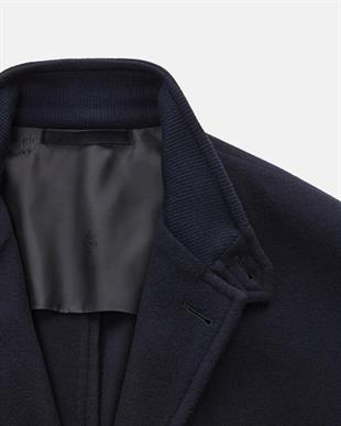 Lacivert Cepli Yün Ceket