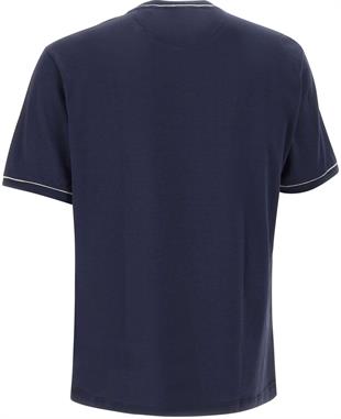 Lacivert Pamuk Bisiklet Yaka T-shirt