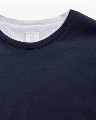 Lacivert Pamuk Uzun Kollu T-shirt